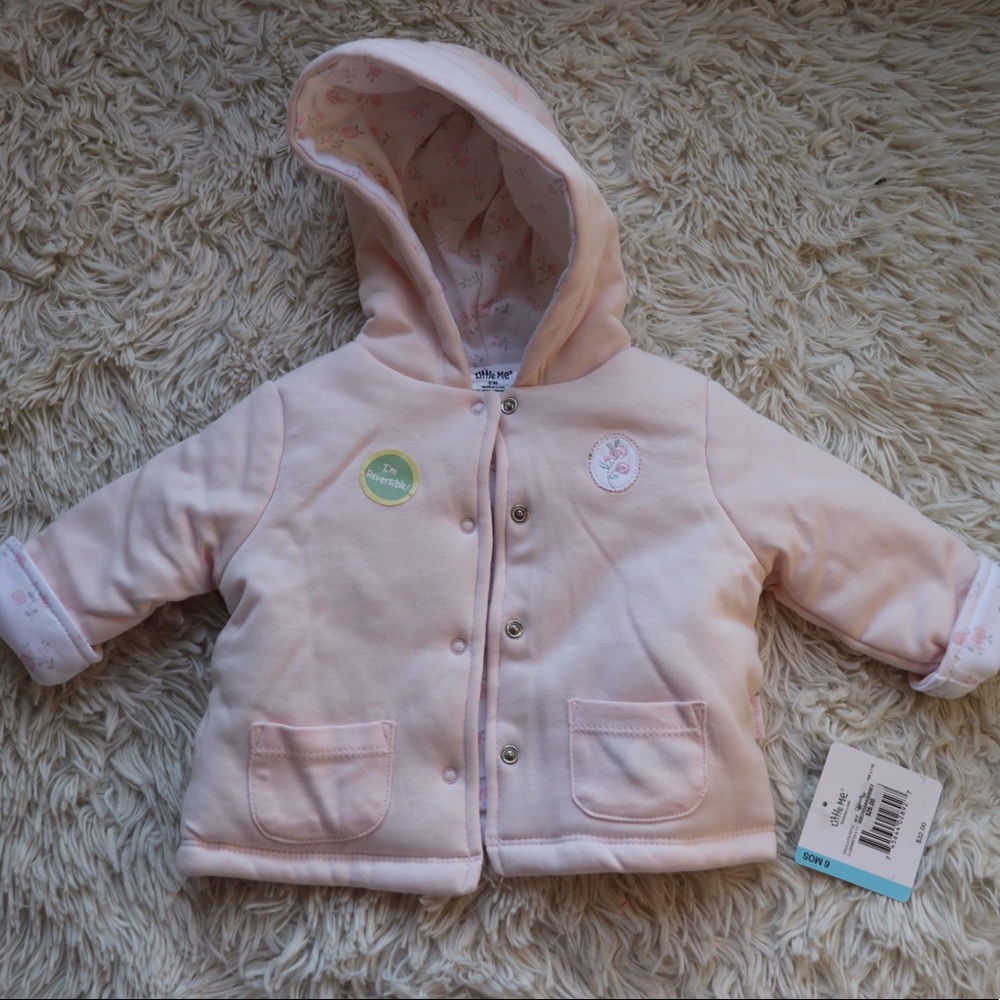 NWT Reversible 6 Month “Little Me” pink jacket